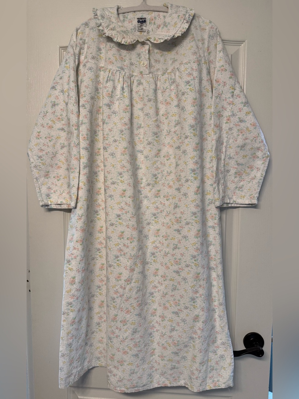 Vintage Bernette Floral Flannel Nightgown House Dress 2X Cotton Cottagecore